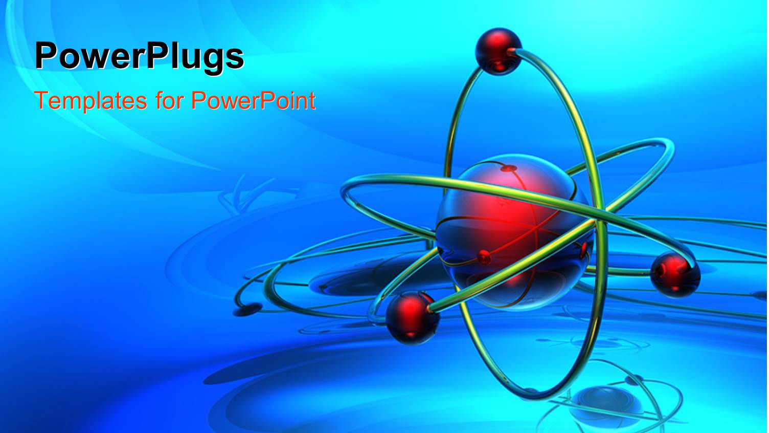 Blue Reflective Background with 3D Rendering of Red Molecule