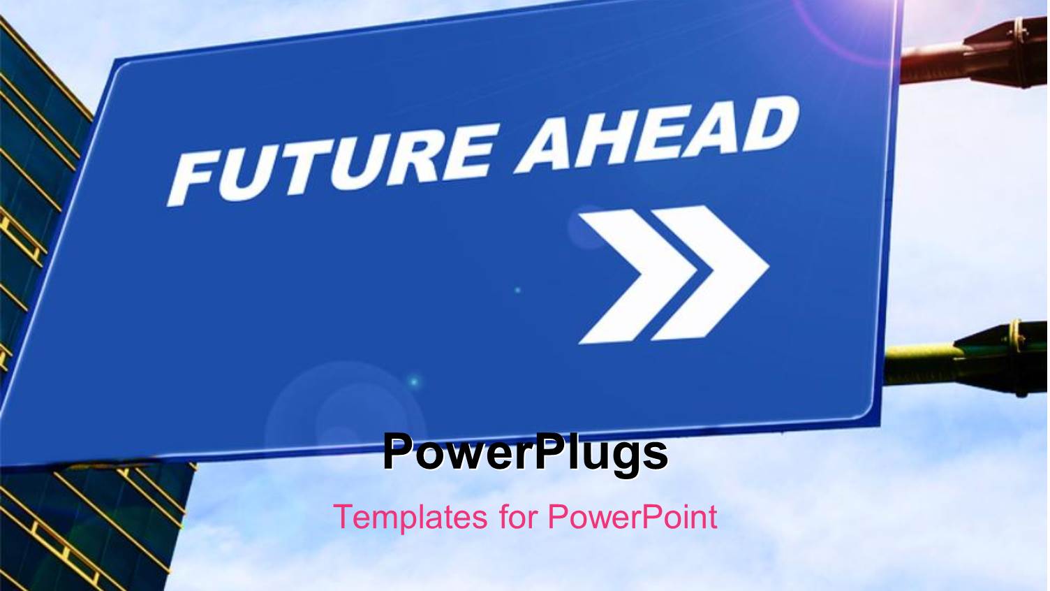 Blue Signboard with Directions to FUTURE Against Cloudy Sky