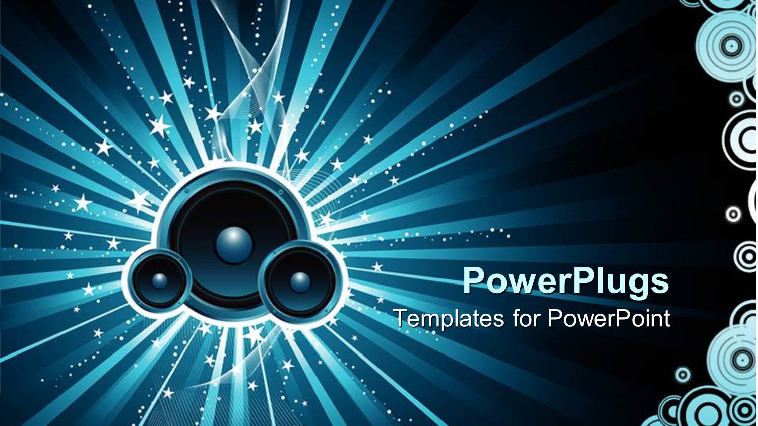 Blue Speakers in Blue Background with White Stars and Circles