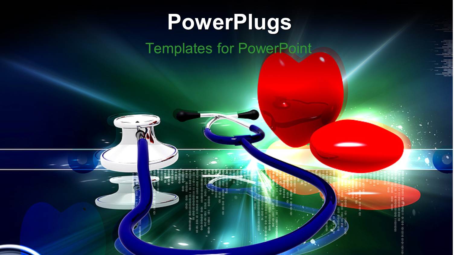 a Blue Stethoscope with Two Shinning Hearts and Shinning Light