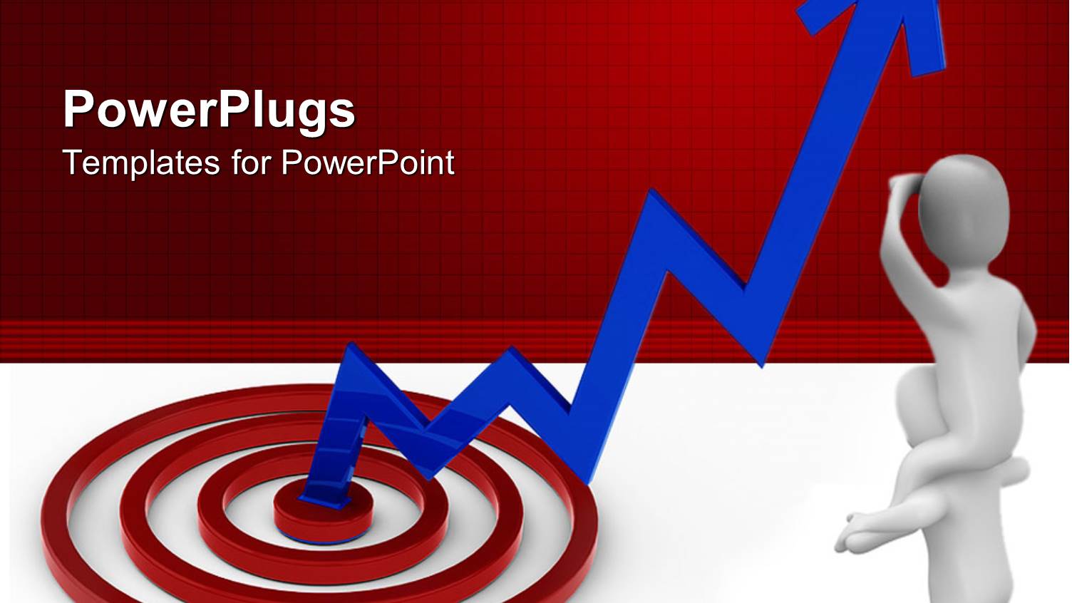 Blue Stock Market Line Rising from Red Target with Two People Watching