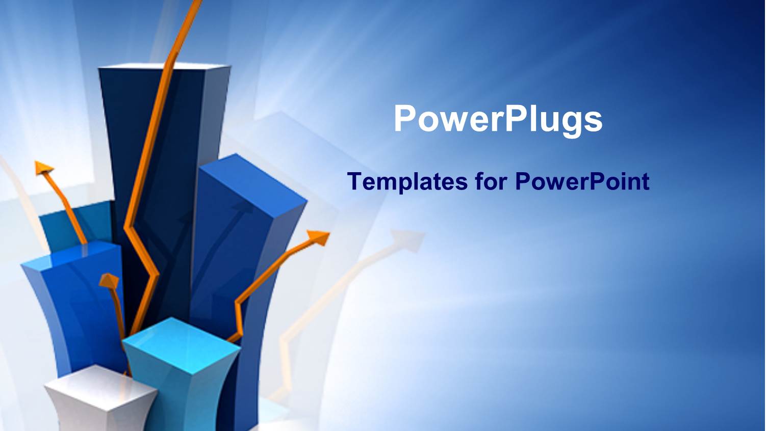 Blue and White Bar Chart Blocks with Orange Arrows