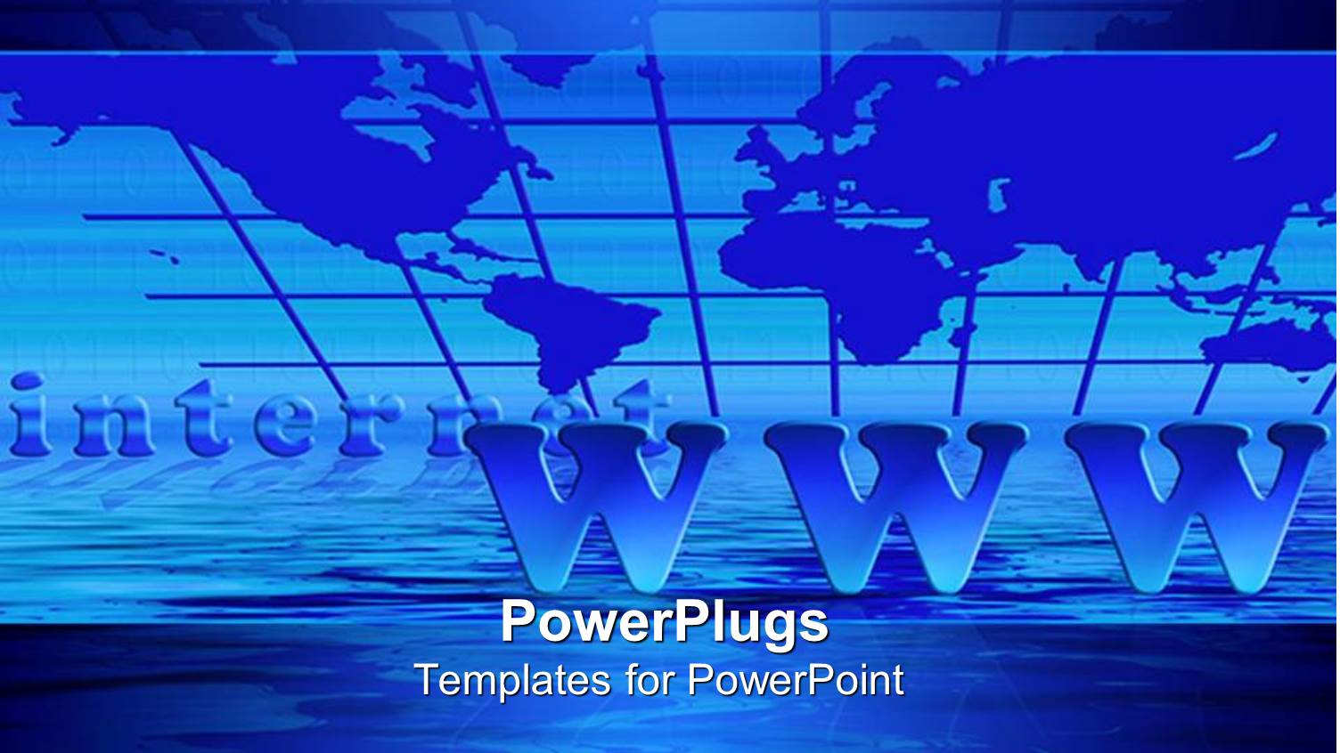 Blue World Map Background with Internet and WWW Text