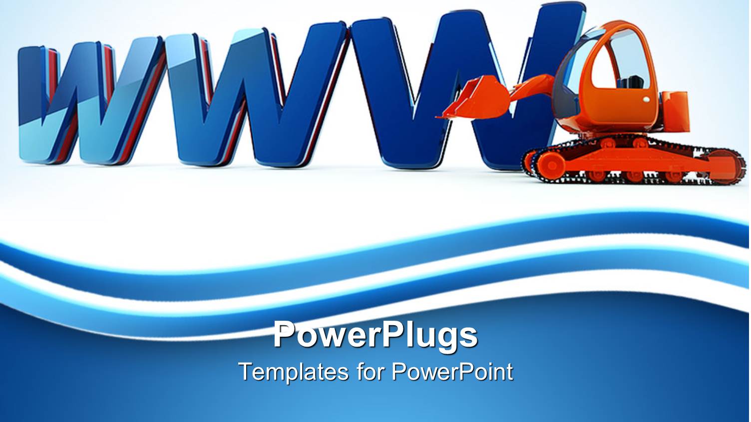 Blue Www and Excavator on White and Blue Background