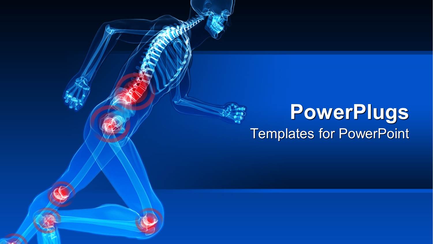 Blue X Ray of  in Action Skeleton Health Issue Joint Red Highlight with Blue Sophisticated Background