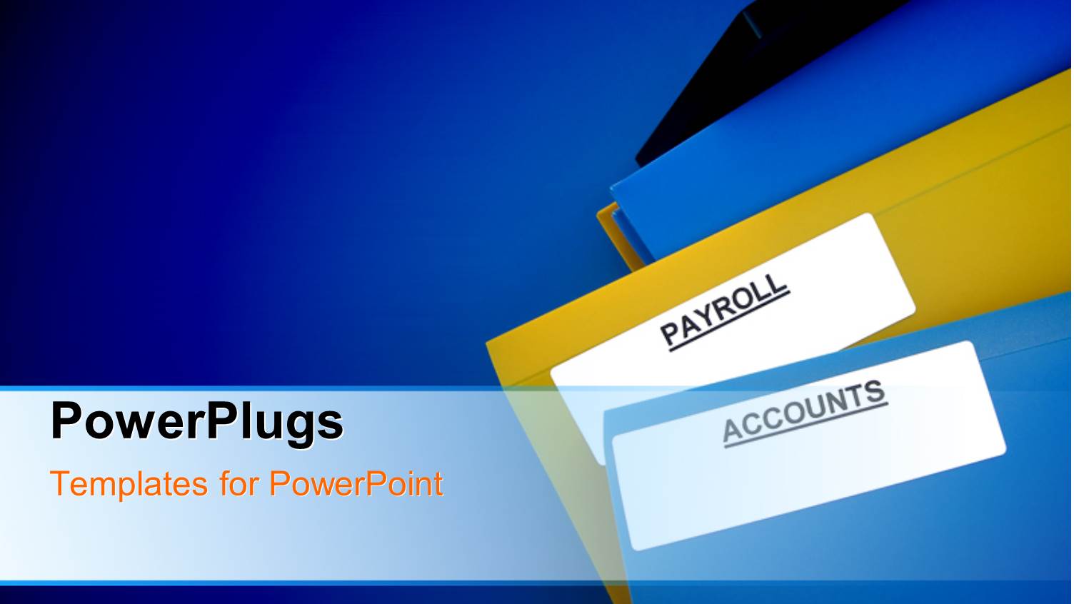 Blue and Yellow Folders of Payroll and Accounts Lying on Blue Color