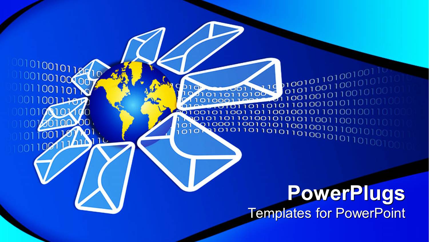 Blue and Yellow Globe Surrounded by Envelopes on Binary Background