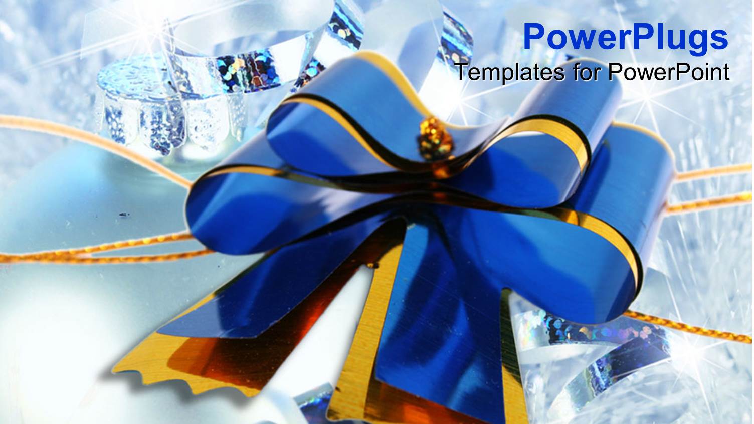 Blue and Yellow Ribbon Made into Celebration Bow on Shiny Background