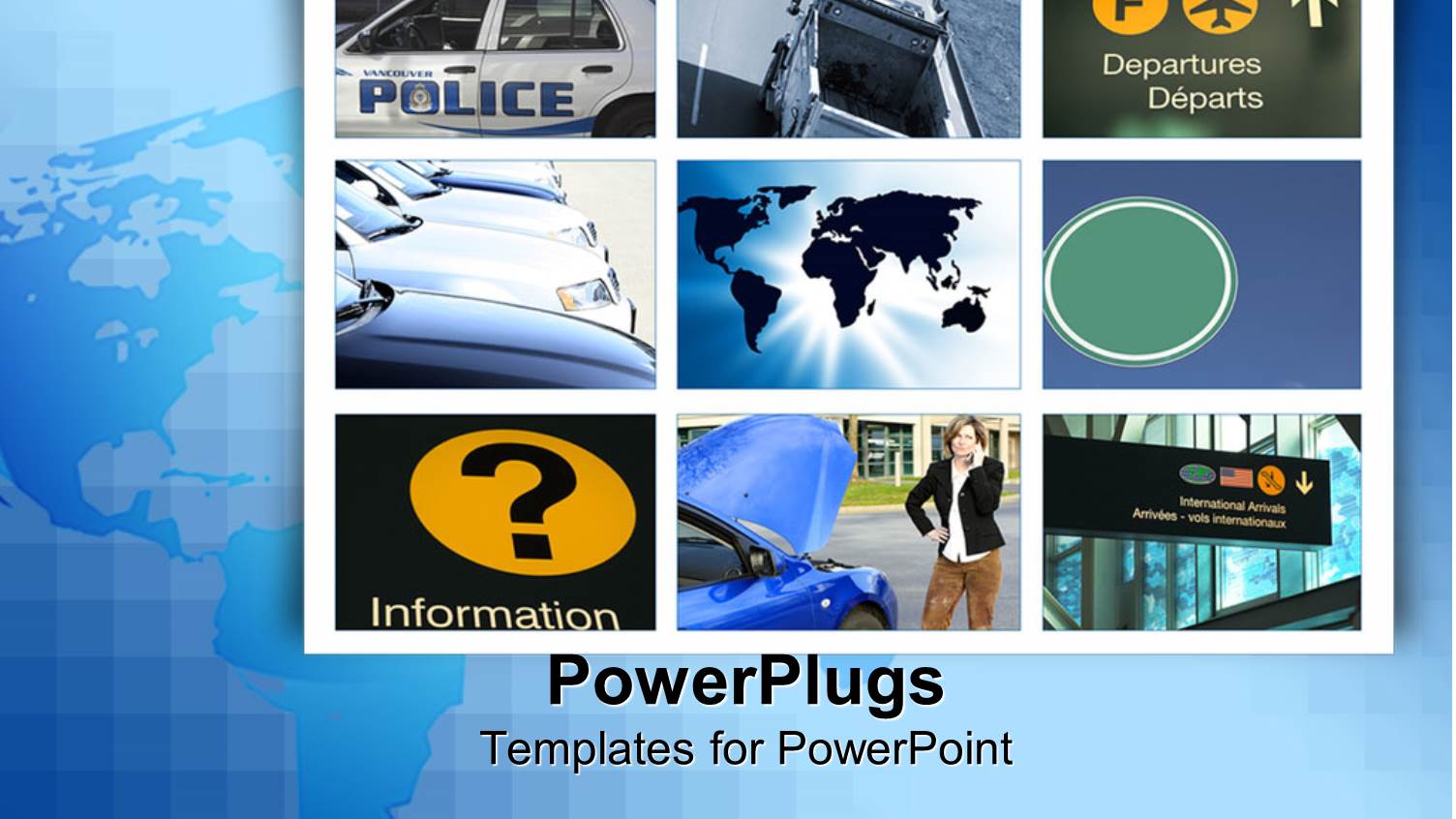 a Bluish Background with a Number of Pictures in Squares