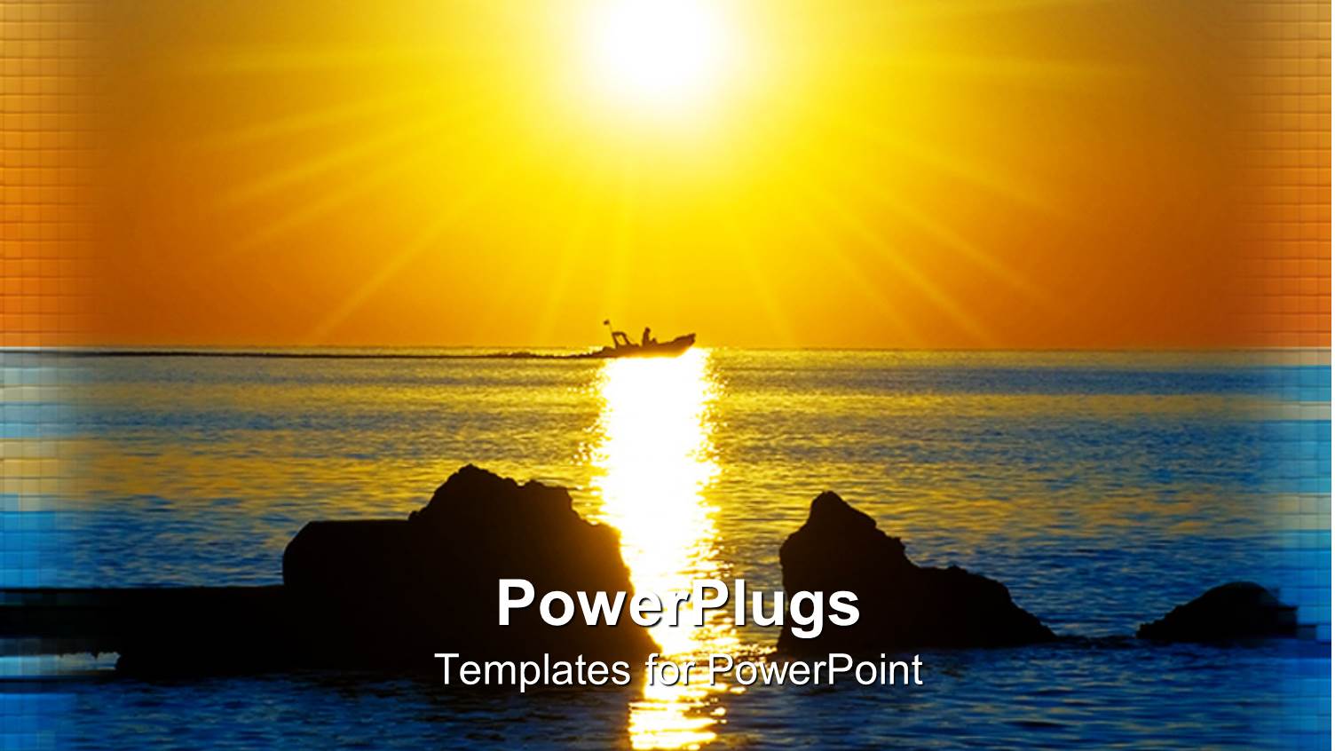 Boat at a Distance on Sea with Sun Rays Glowing