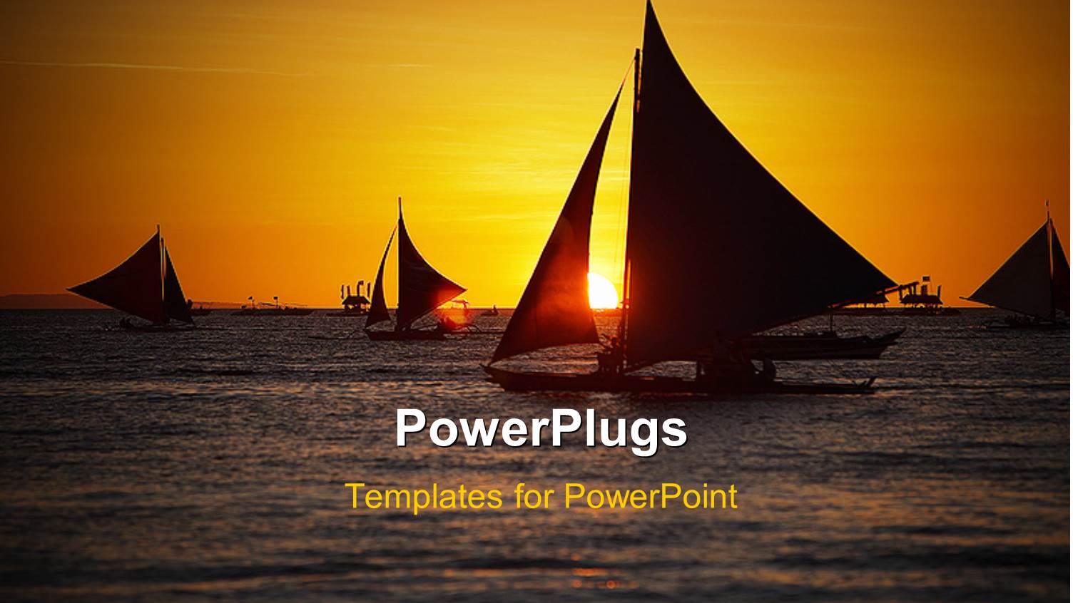 Boat Sailing in Ocean with Sunset on the Horizon