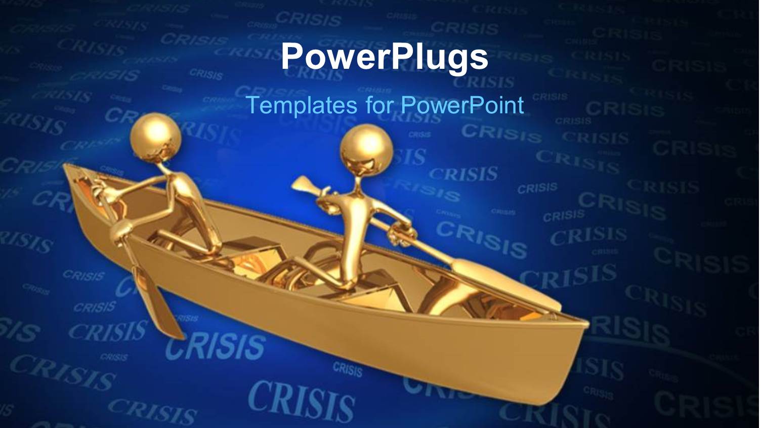 a Boat with Two Figures in it and Bluish Background