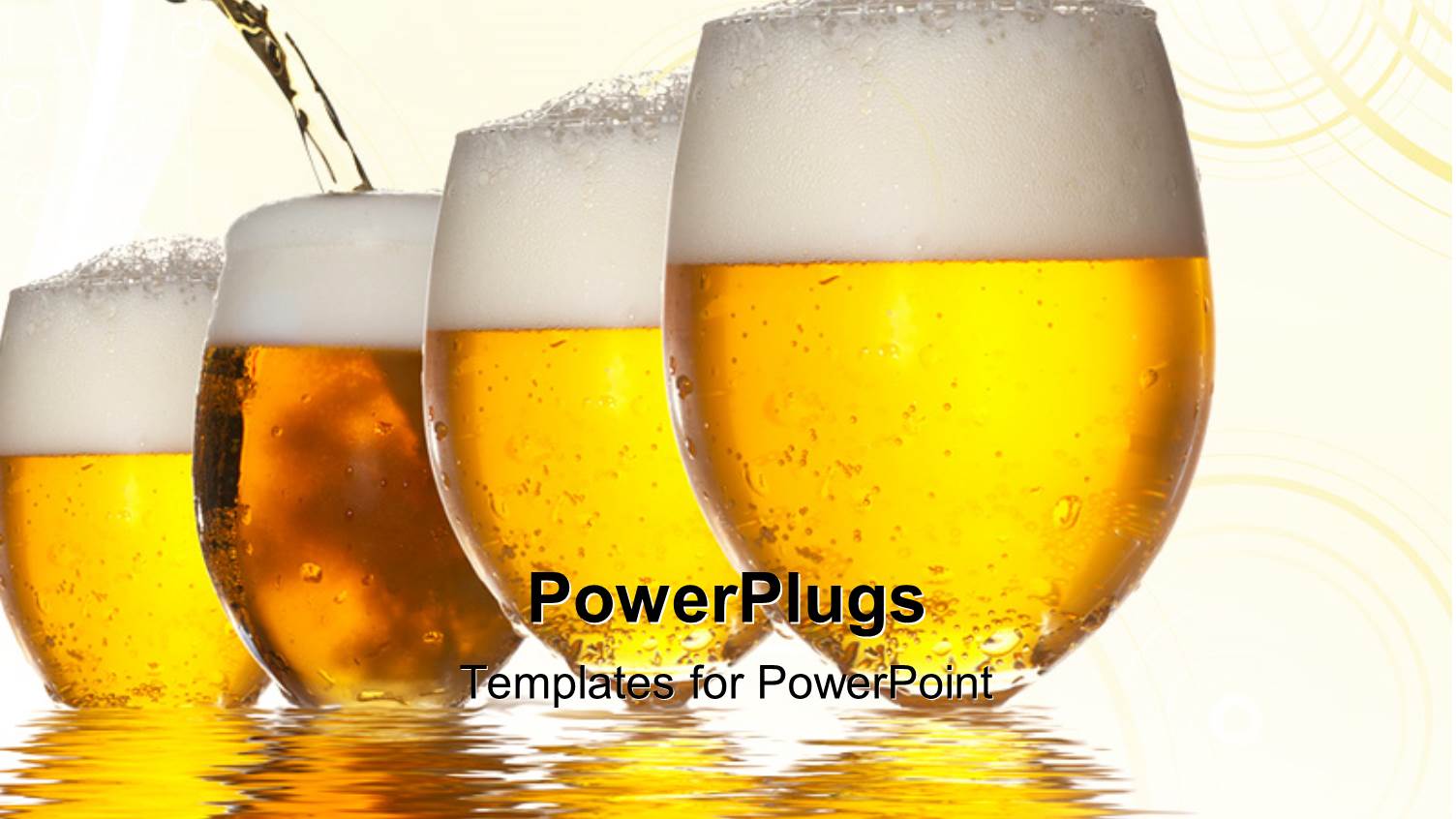 Bottle Pouring Beer into Glasses on Reflective Water