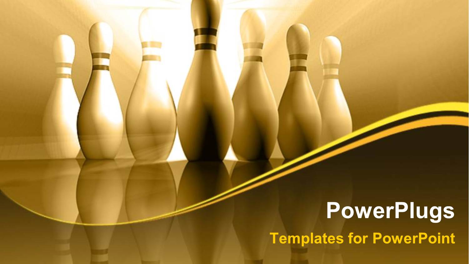 Bowling Pins with Reflection in Sepia Tones