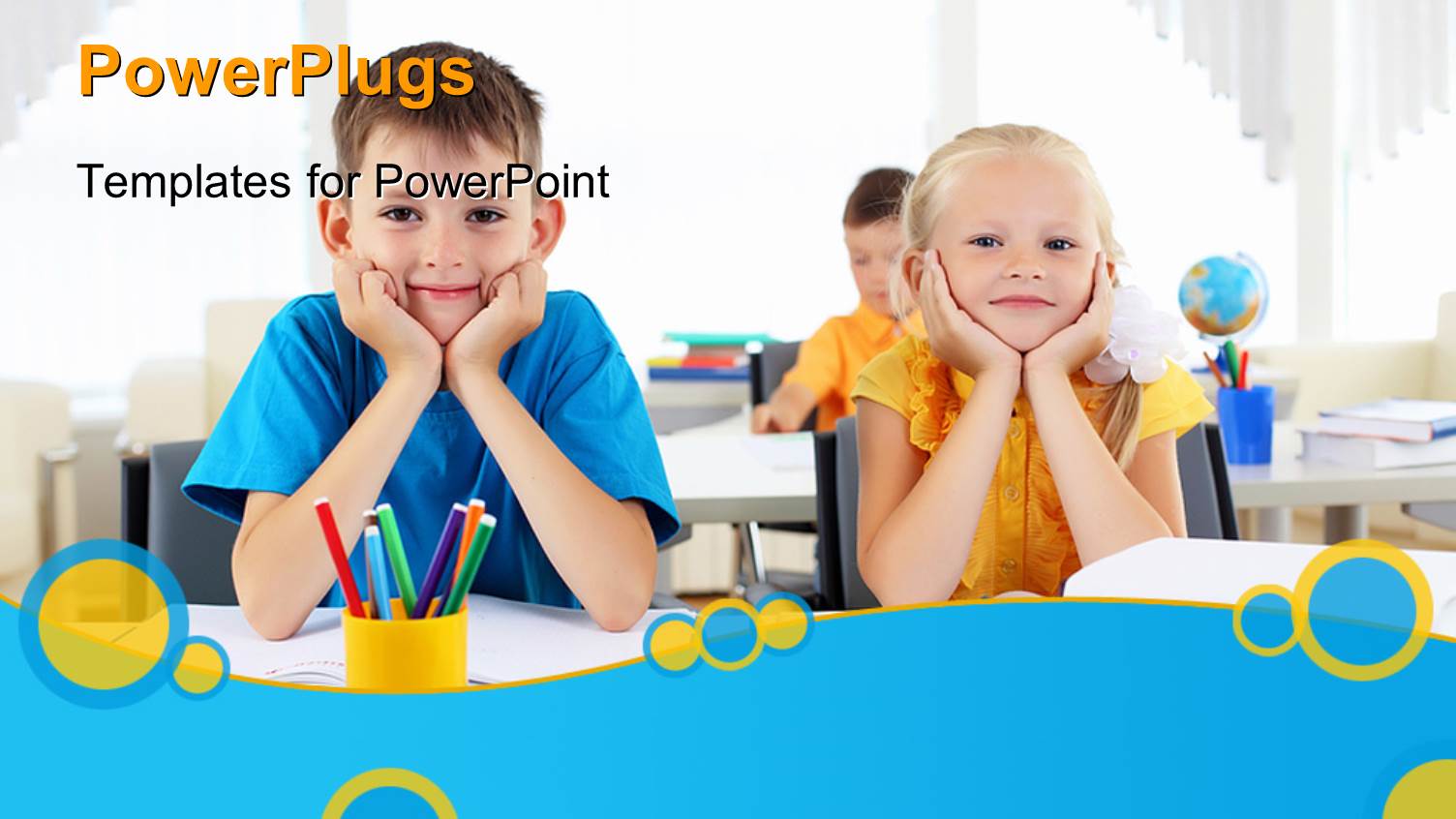 little Children Learning in Classroom with Pencils and Desks