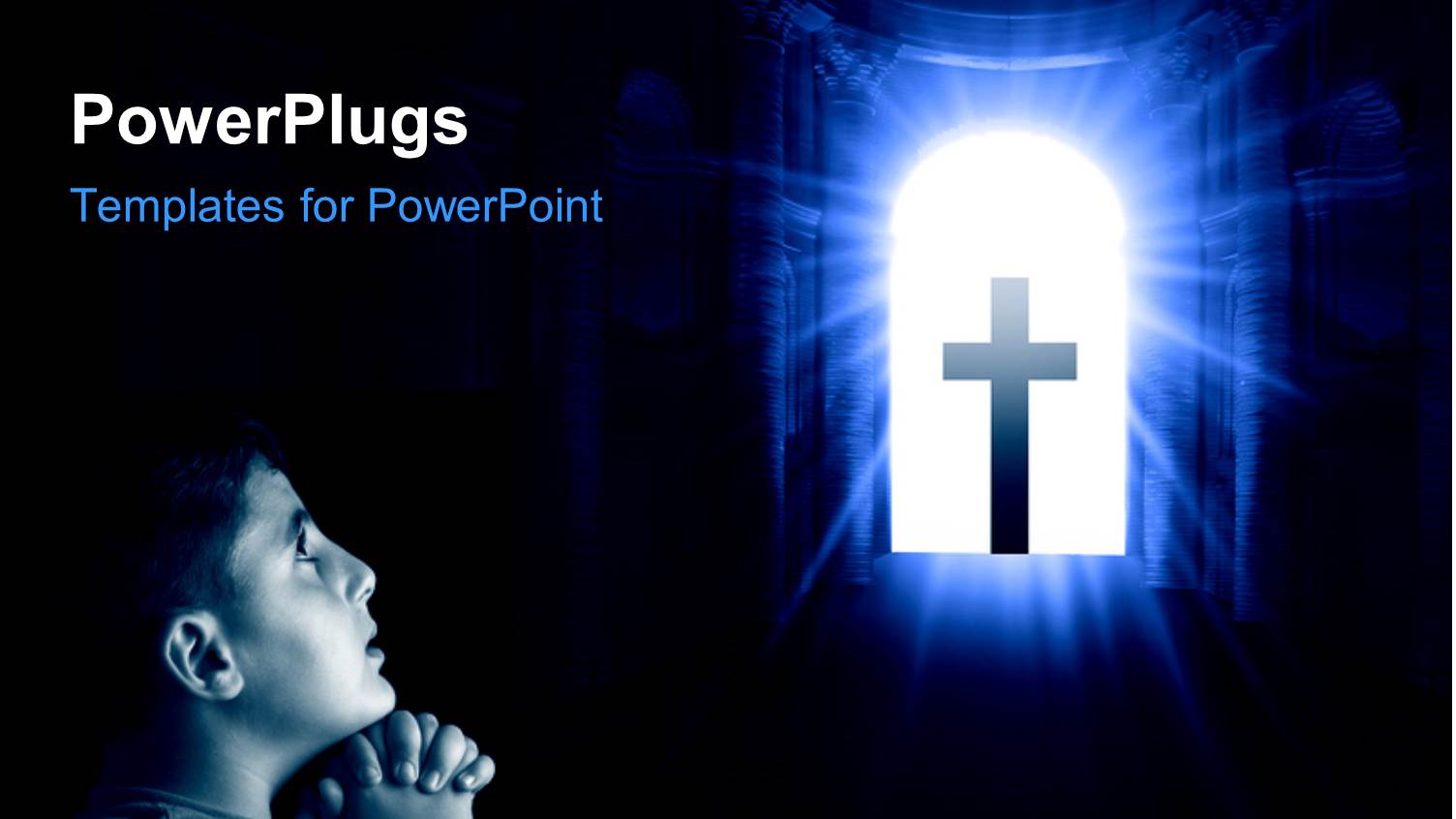 a Boy with Hands Clasped, Kneeling and Praying with a Cross