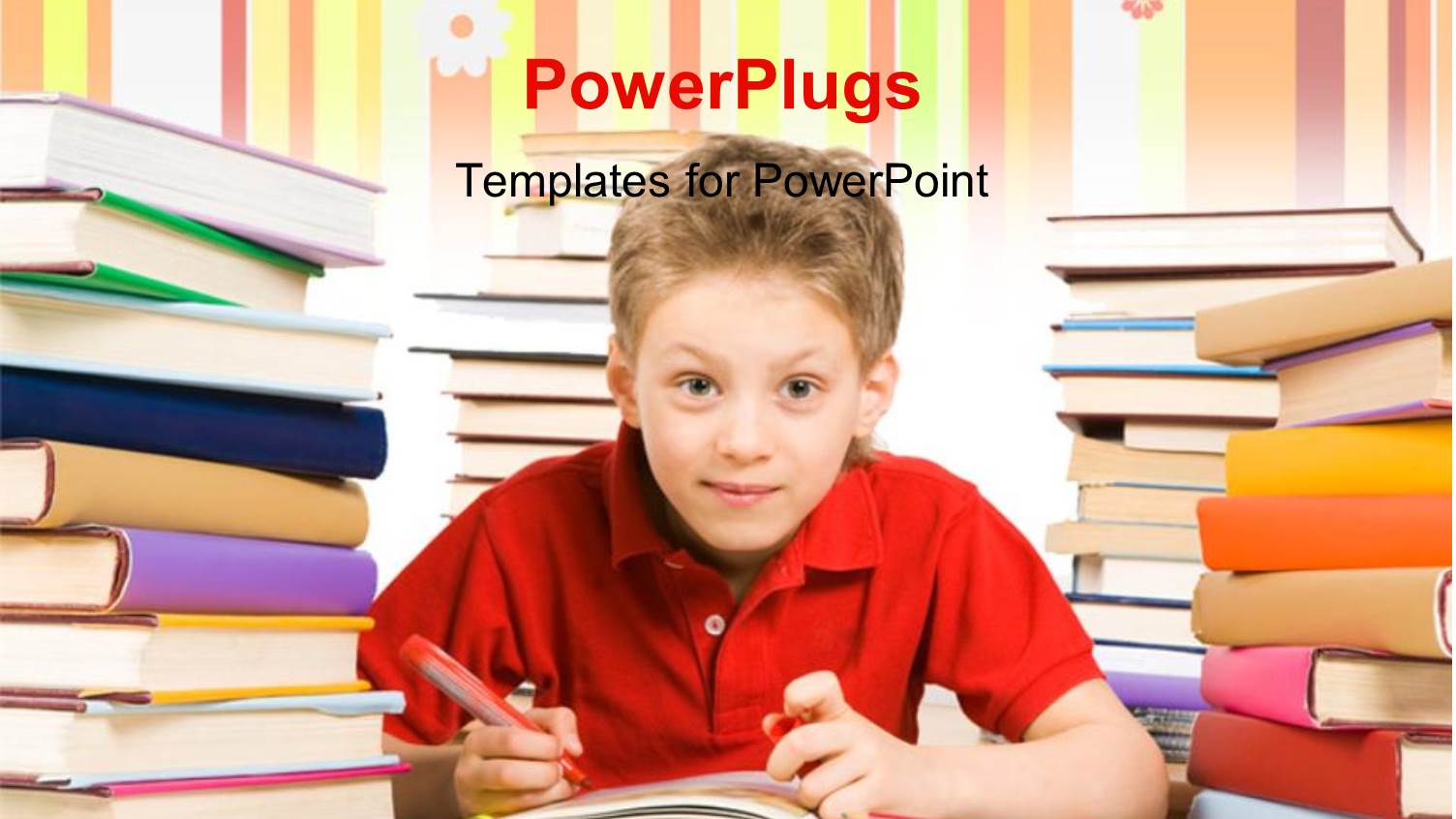 a Boy Studying with a Lot of Books in the Background