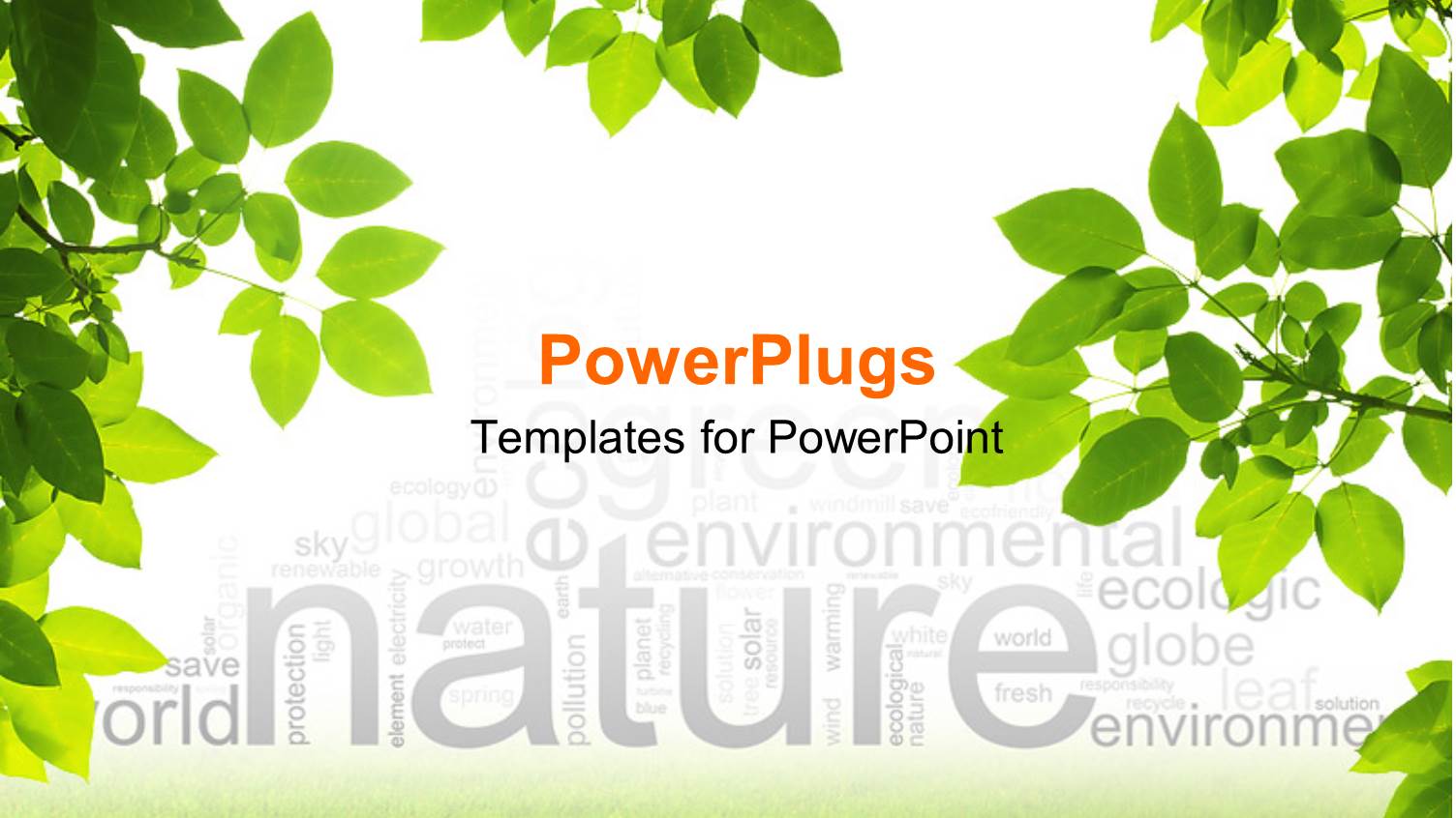 Branches of Green Leaves Framing Nature Word Cloud