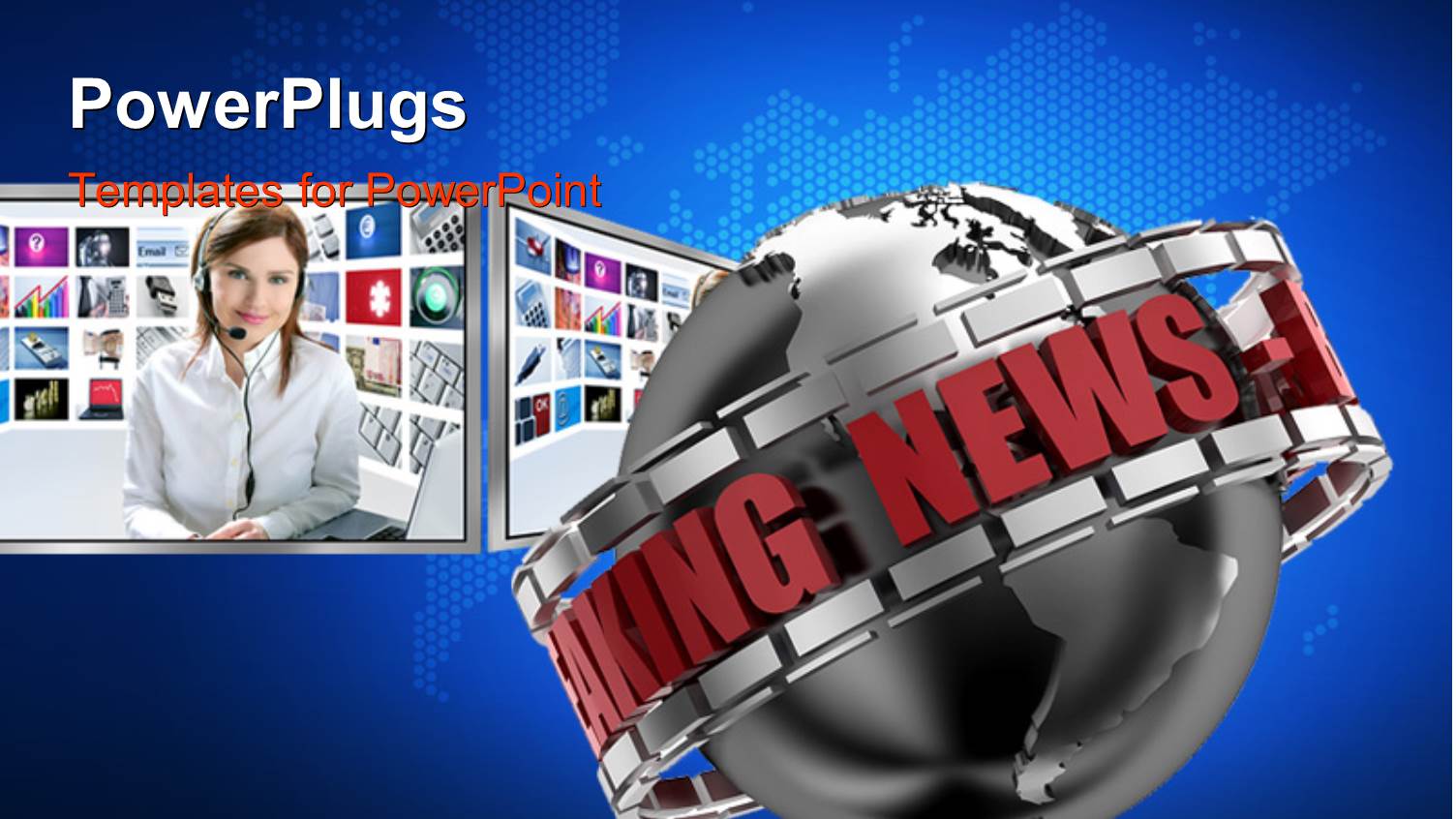 Breaking News Globe in 3D with New Presenter in Background