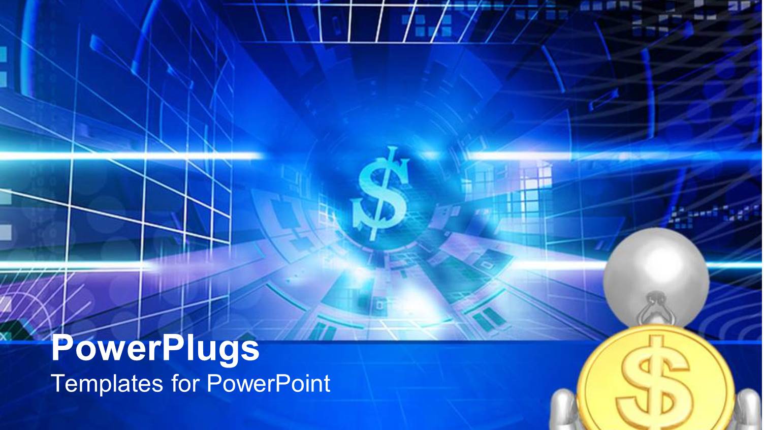 Bright Blue Dollar Sign Down Blue Passageway