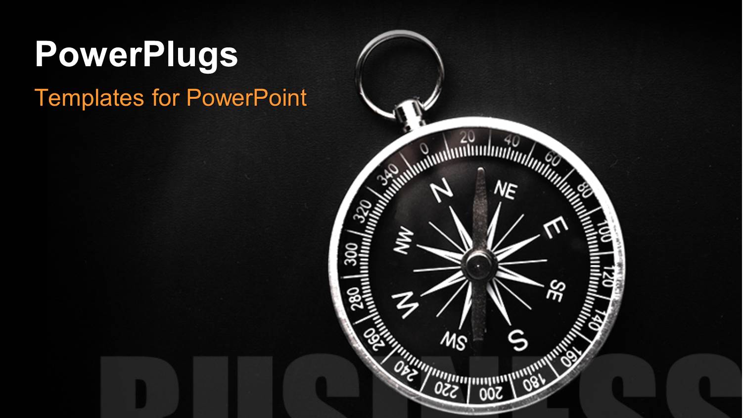 Bright Compass on Black Background with Text BUSINESS Depicting Business Direction