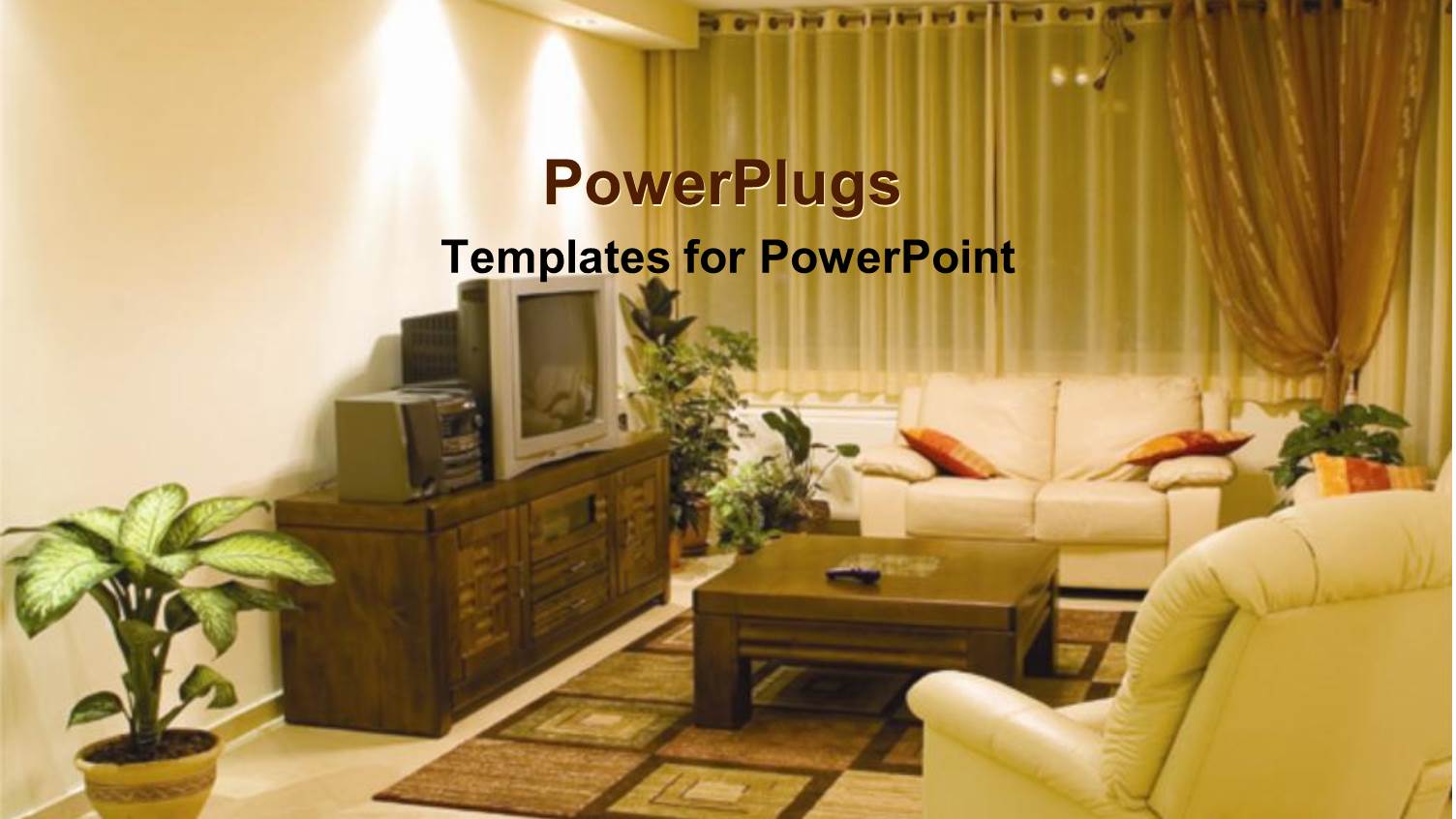 Brightly Lit Well Furnished Living Room with Flower Pots