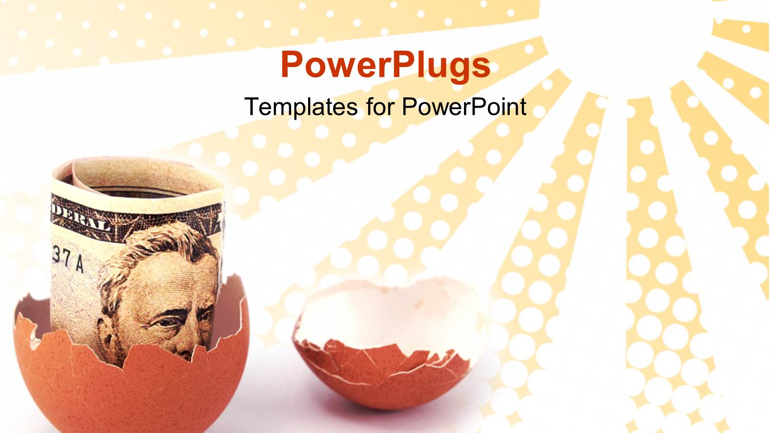 Broken Brown Egg Shell with a Rolled Up Dollar Bill Inside