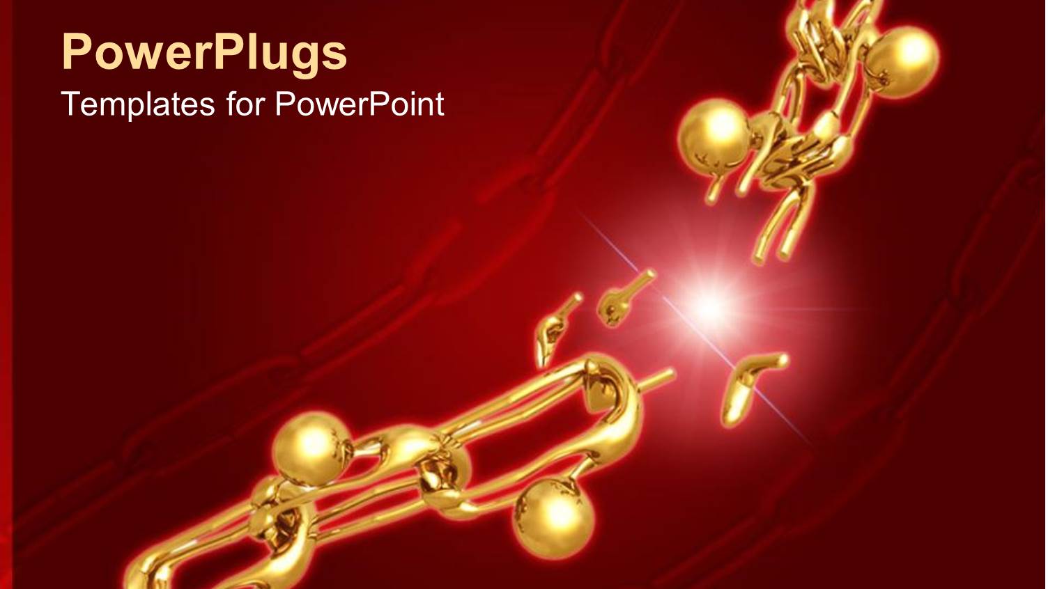 Broken Chain with Links of Gold Figures on Red Background