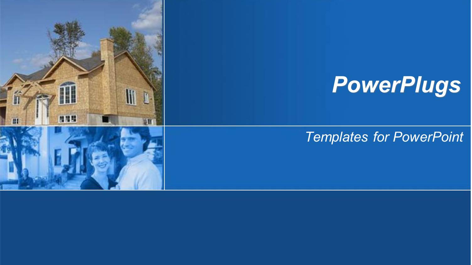 Brown Modern House and Smiling Couple in Blue Background