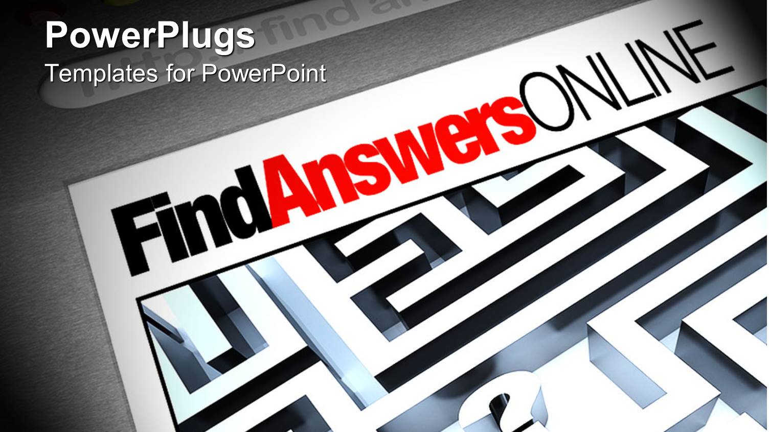 Browser Screen with Maze and White Question Mark Inside Maze with Find Answers Online Text