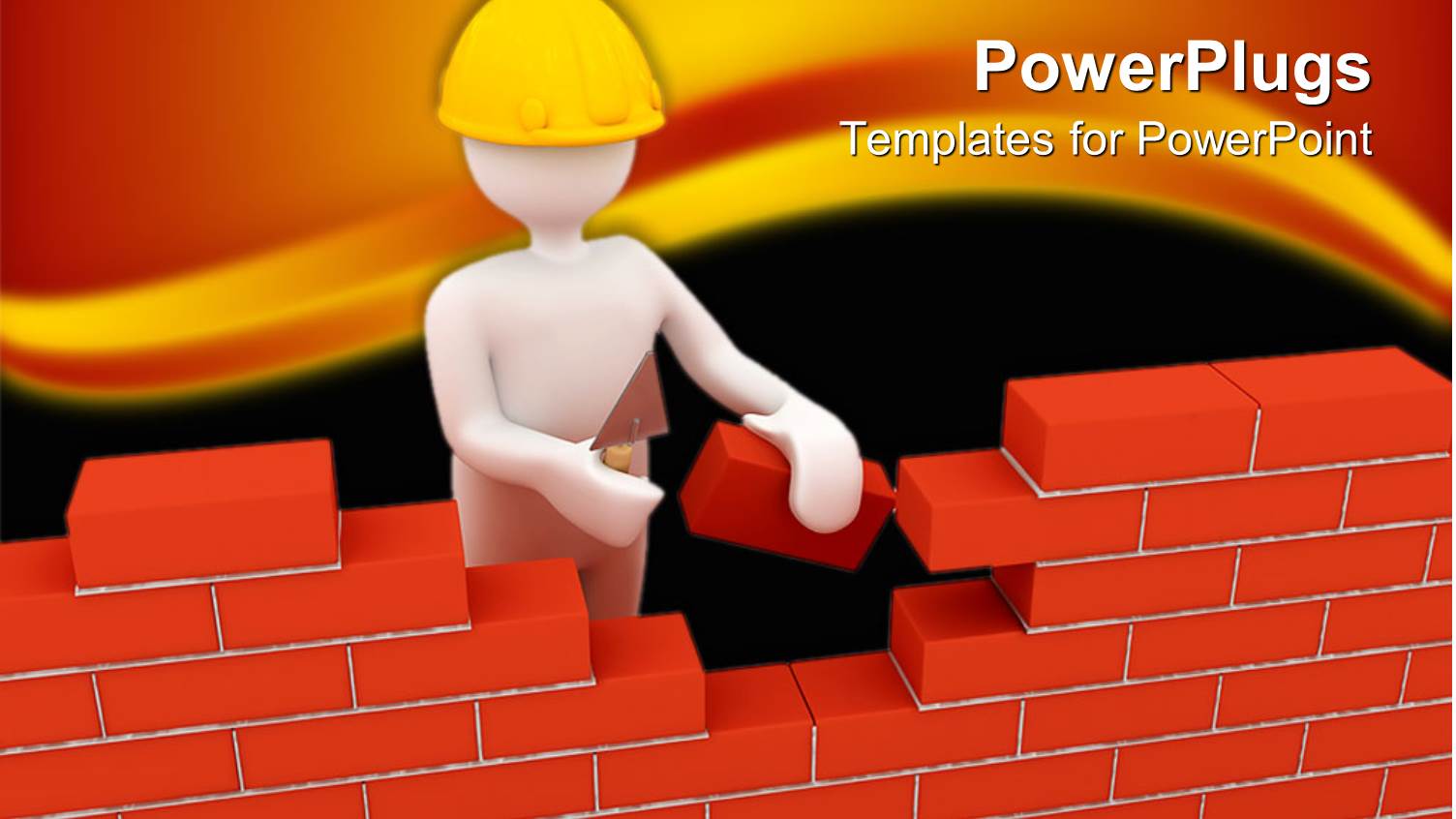 Builder is Building Wall with Bricks. a 3D Depiction
