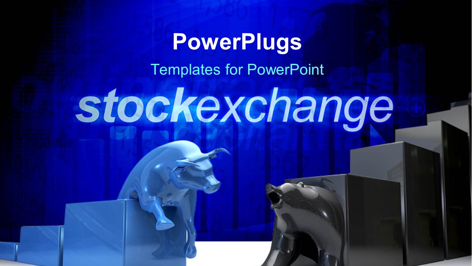 Bulls and Bear the Symbols of Stock Exchange with Bluish Background