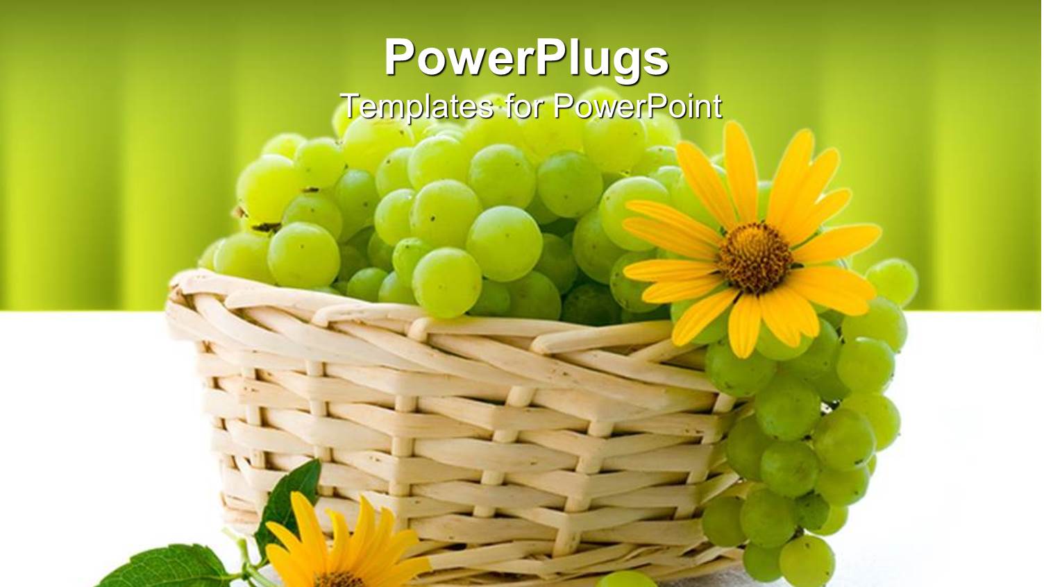 a Bunch of Grapes in the Basket Along with Sunflowers