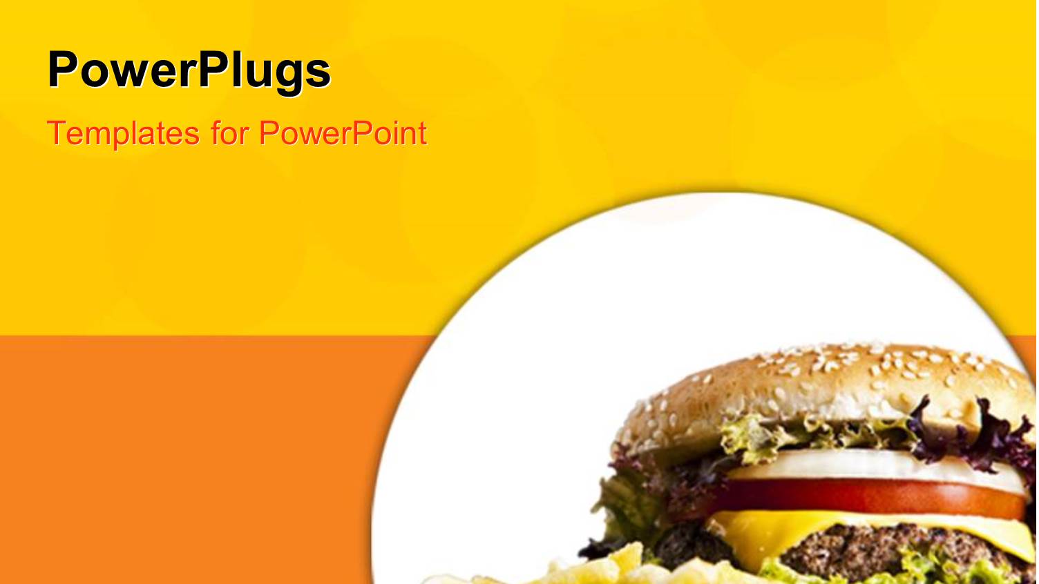 Burger and Chips in a White Circular Tile on Yellow Background