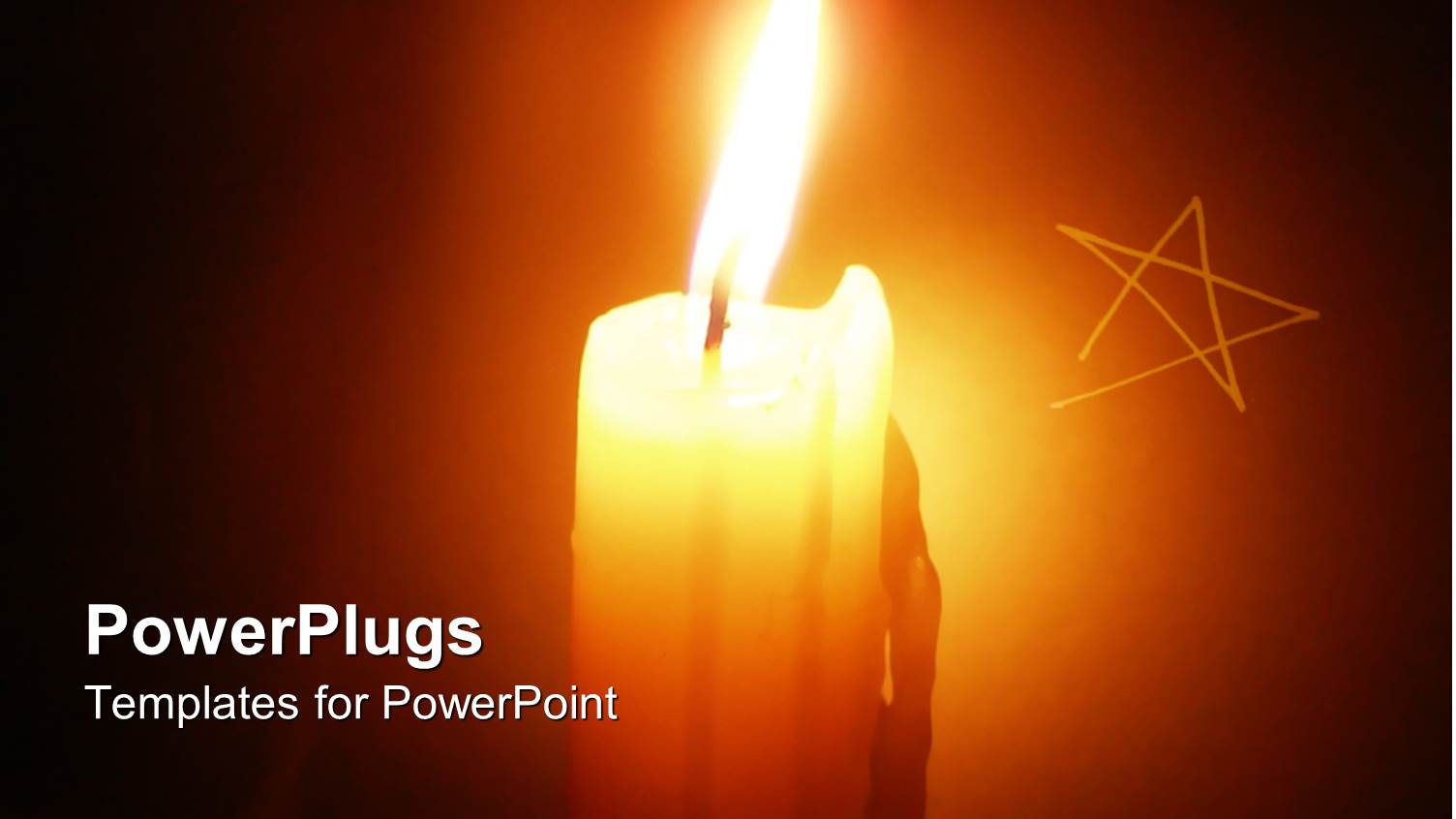 Burning Candle in Front of Etched Star