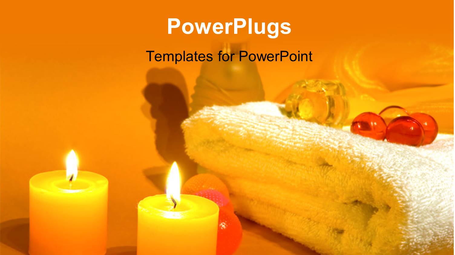 Burning Candles with Natural Oils and White Towel for Aromatherapy