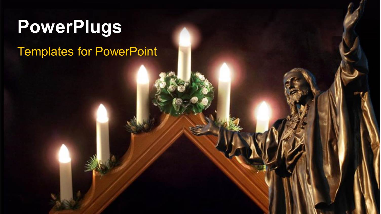 Burning Candles with Statue of Jesus in Cathedral