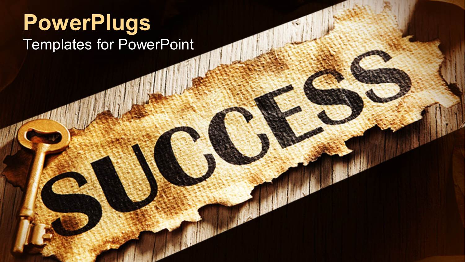 Burnt Piece of Paper with Success Word on it and a Golden Key on its Corner