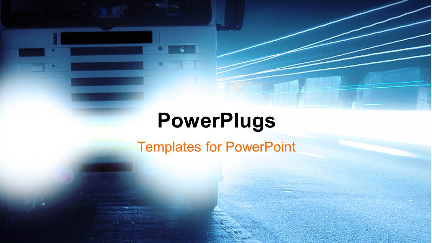 a Bus with its Headlights Full on and Road in the Background