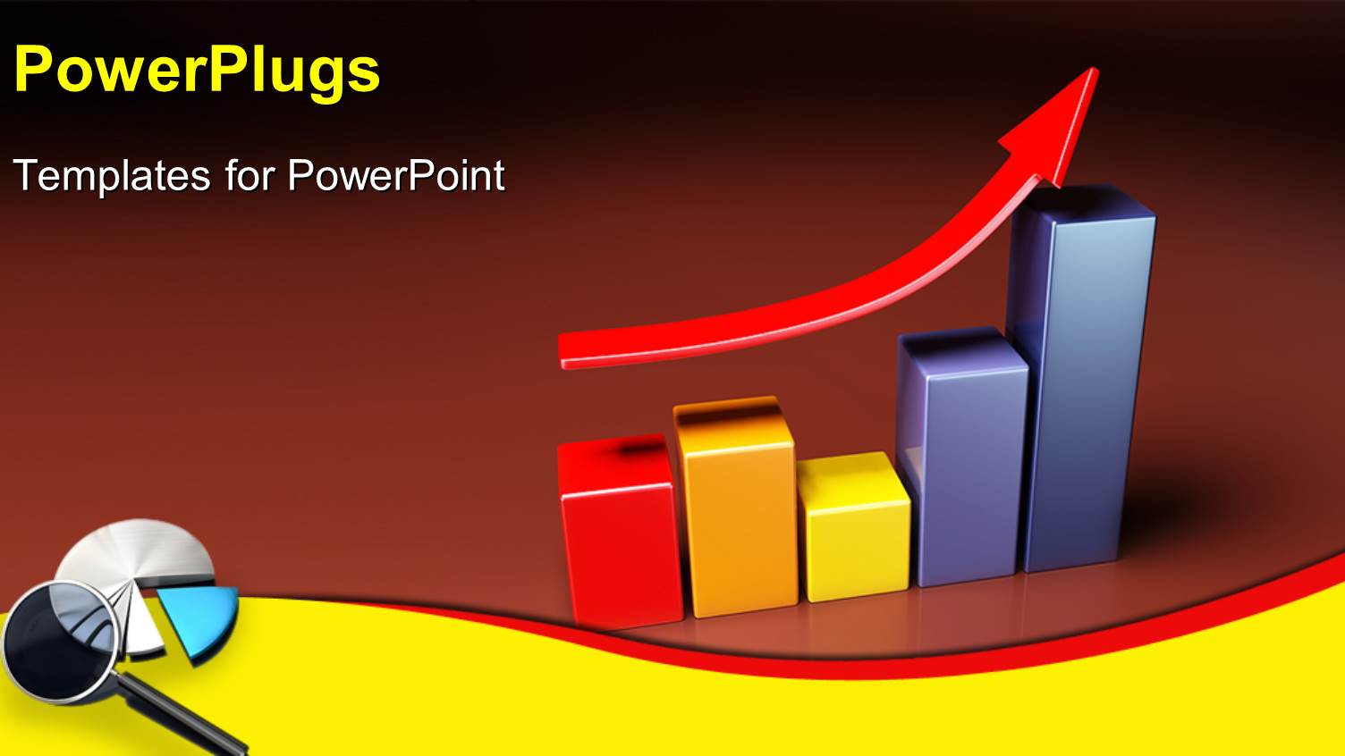 Five Multi Colored Bars with a Red Arrow Over it