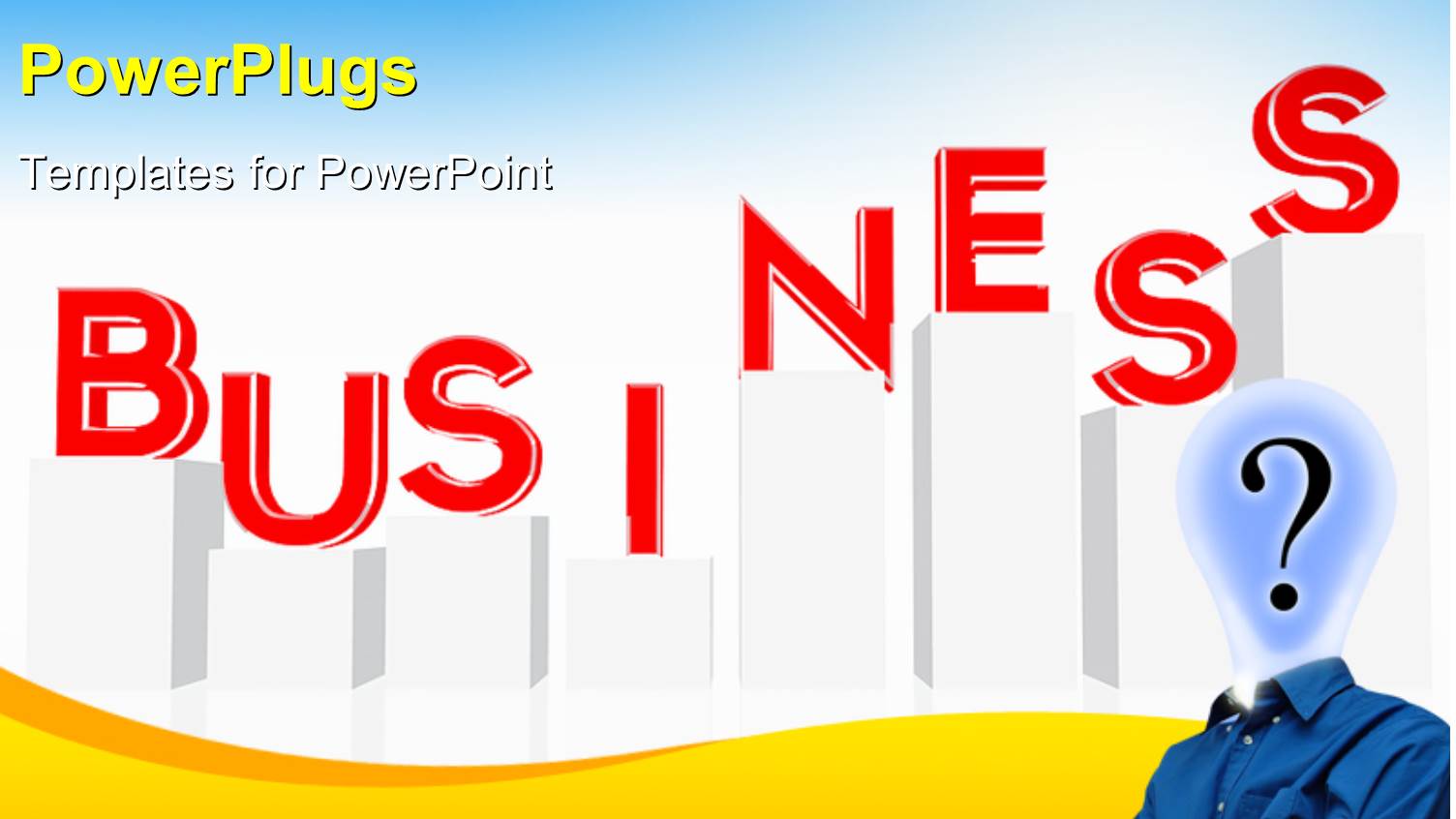 Business Chart with Word BUSINESS and Man with Questions