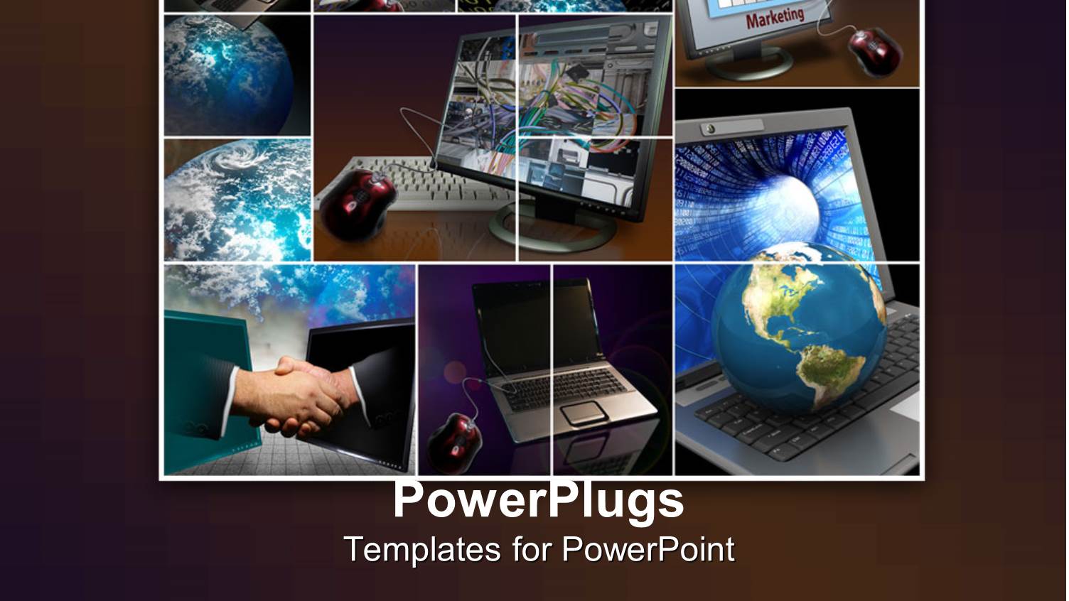 Business it Collage with Handshake, Binary, Globes, Computers