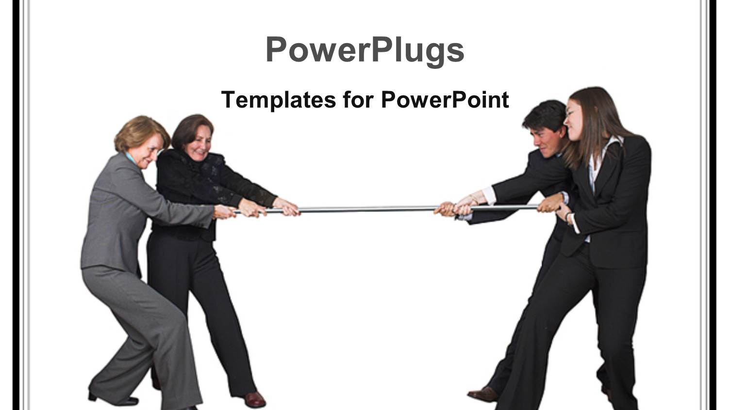 Business Competition Metaphor with Men and Women Playing Tug of War