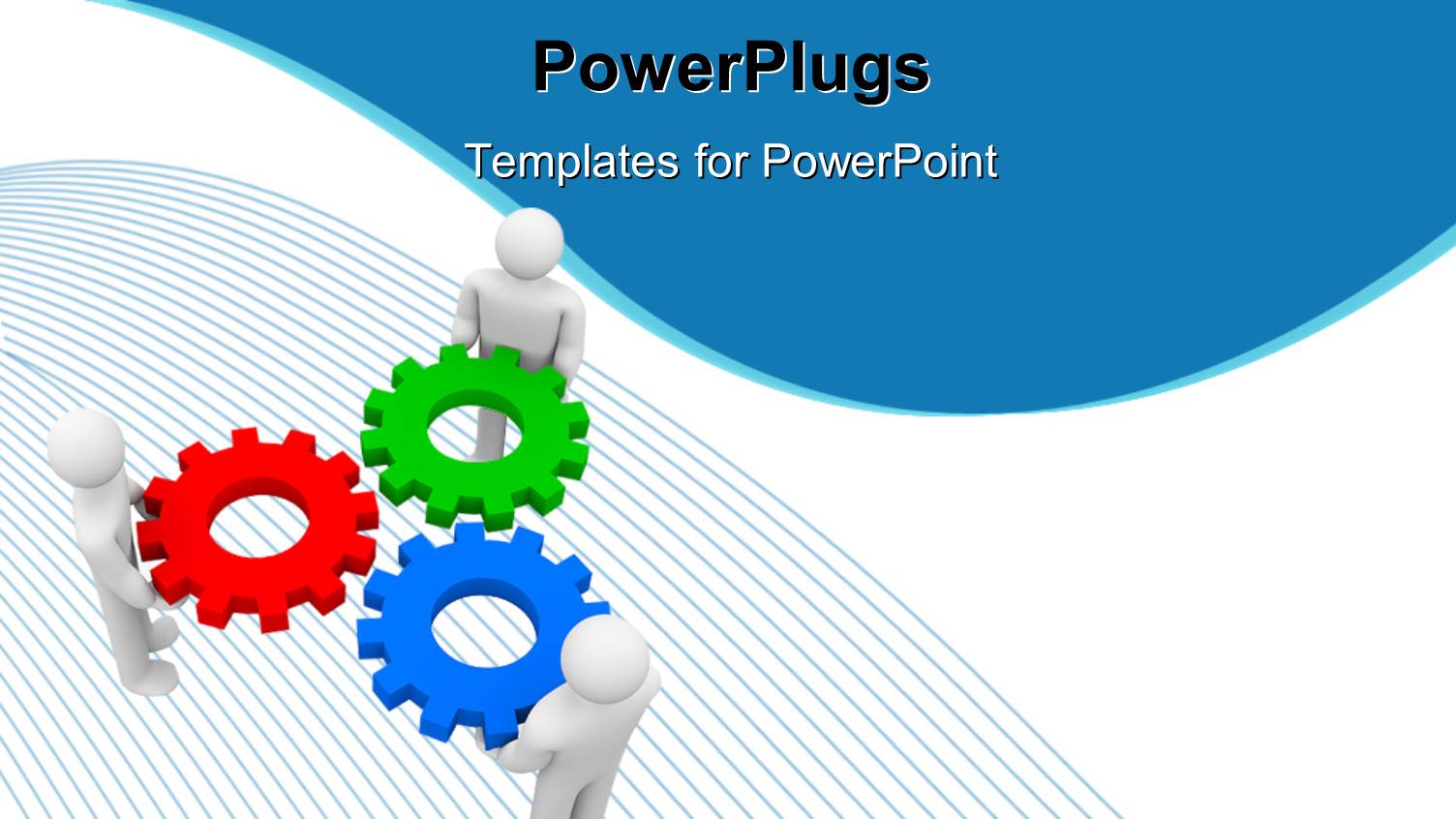 Teamwork Depiction with 3D Men Fitting Cogwheels in Each other