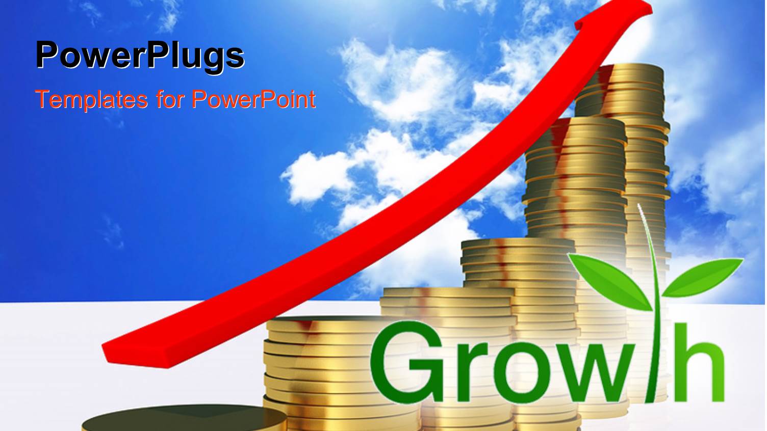 Business Growth is Shown by the Coins and Red Arrow