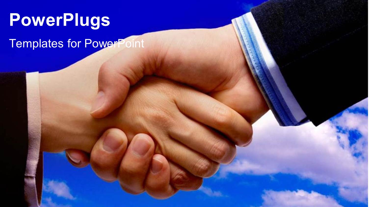 Business Handshake with Blue Cloudy Sky in Background 
