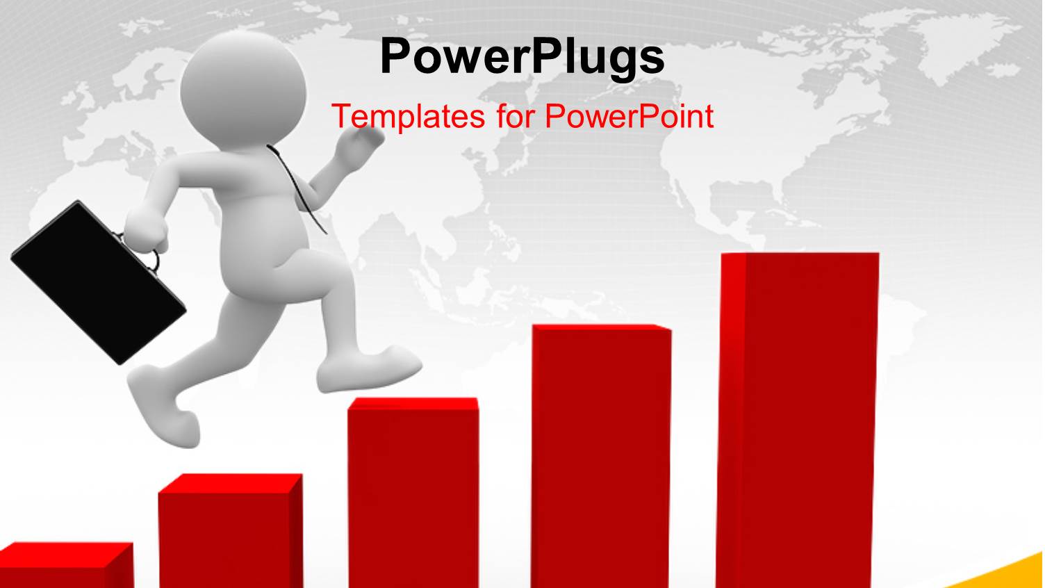 Business Man with Briefcase Jumping Over Bars with Map in Background, Depicting Growth