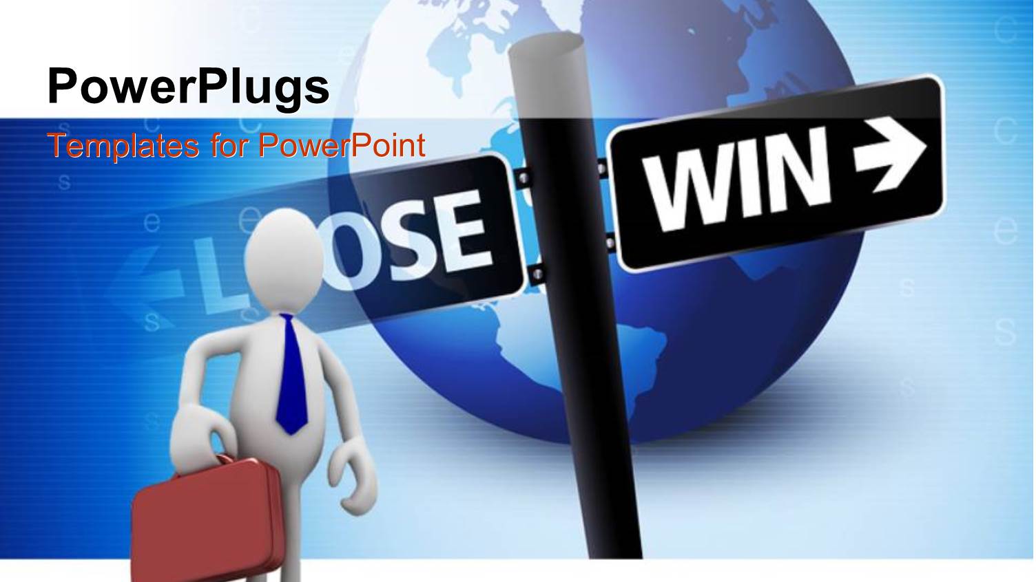 Business Man with Briefcase and Road Sign Over Earth Globe