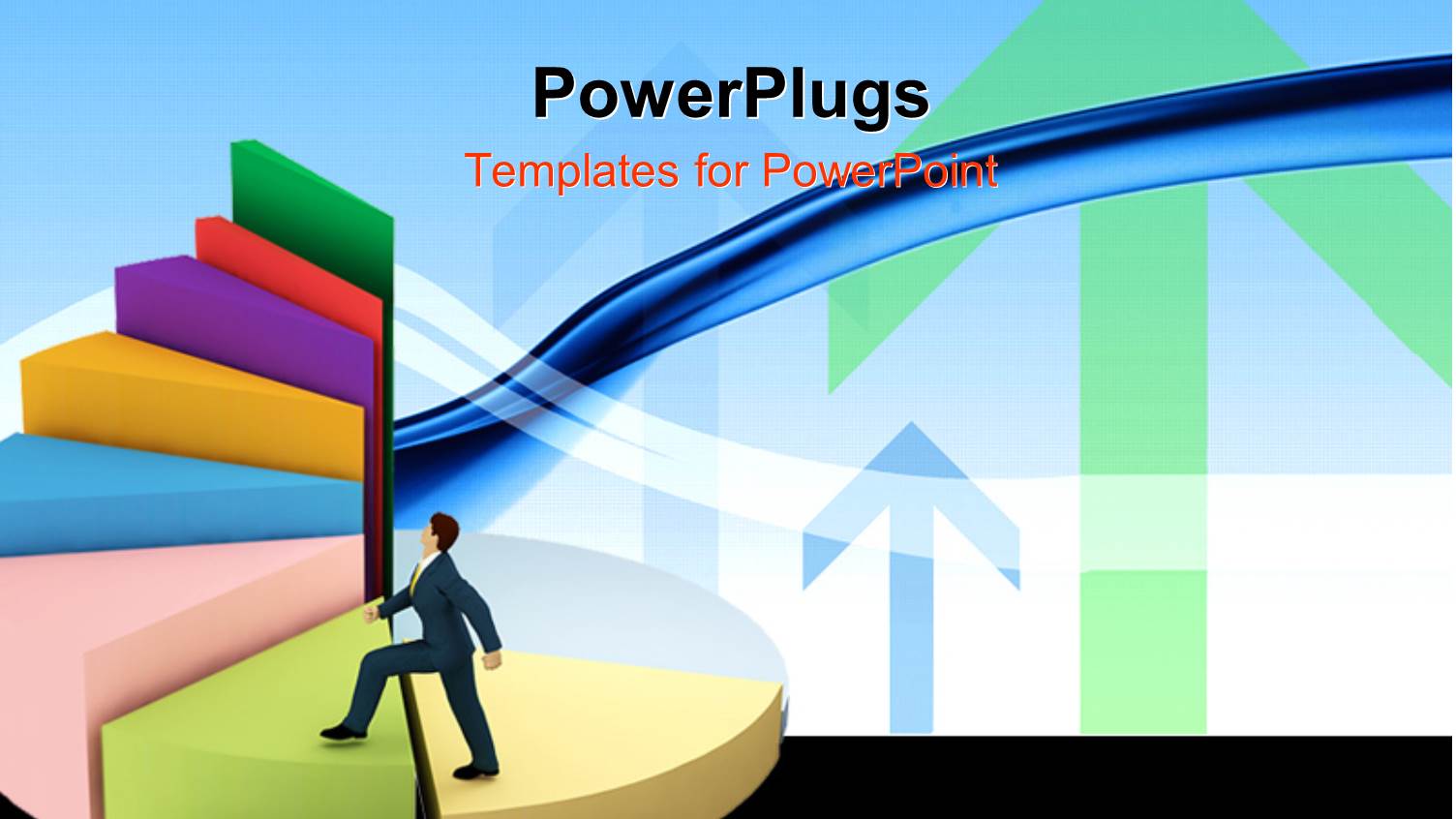 Business Man Climbing Spiral Staircase Three Dimensional Pie Chart