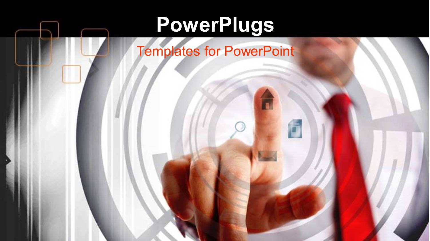 Business Man in Corporate Dress Interacting with Futuristic Screen